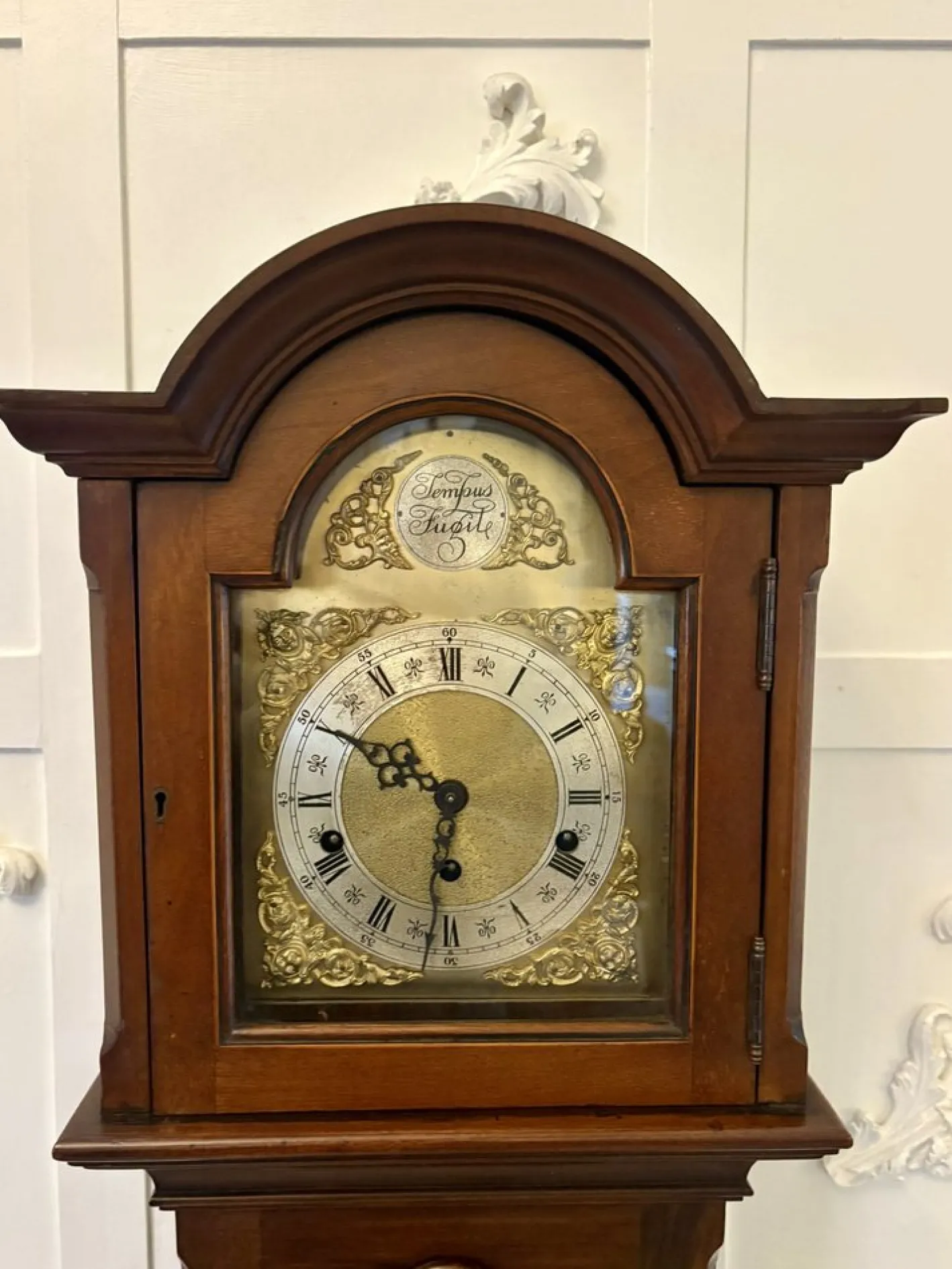 Antike edwardianische Standuhr aus Mahagoni mit Intarsien, 1905