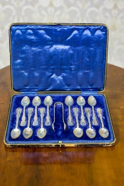 Antike englische Silberne Teelöffel, 1906, 13 . Set