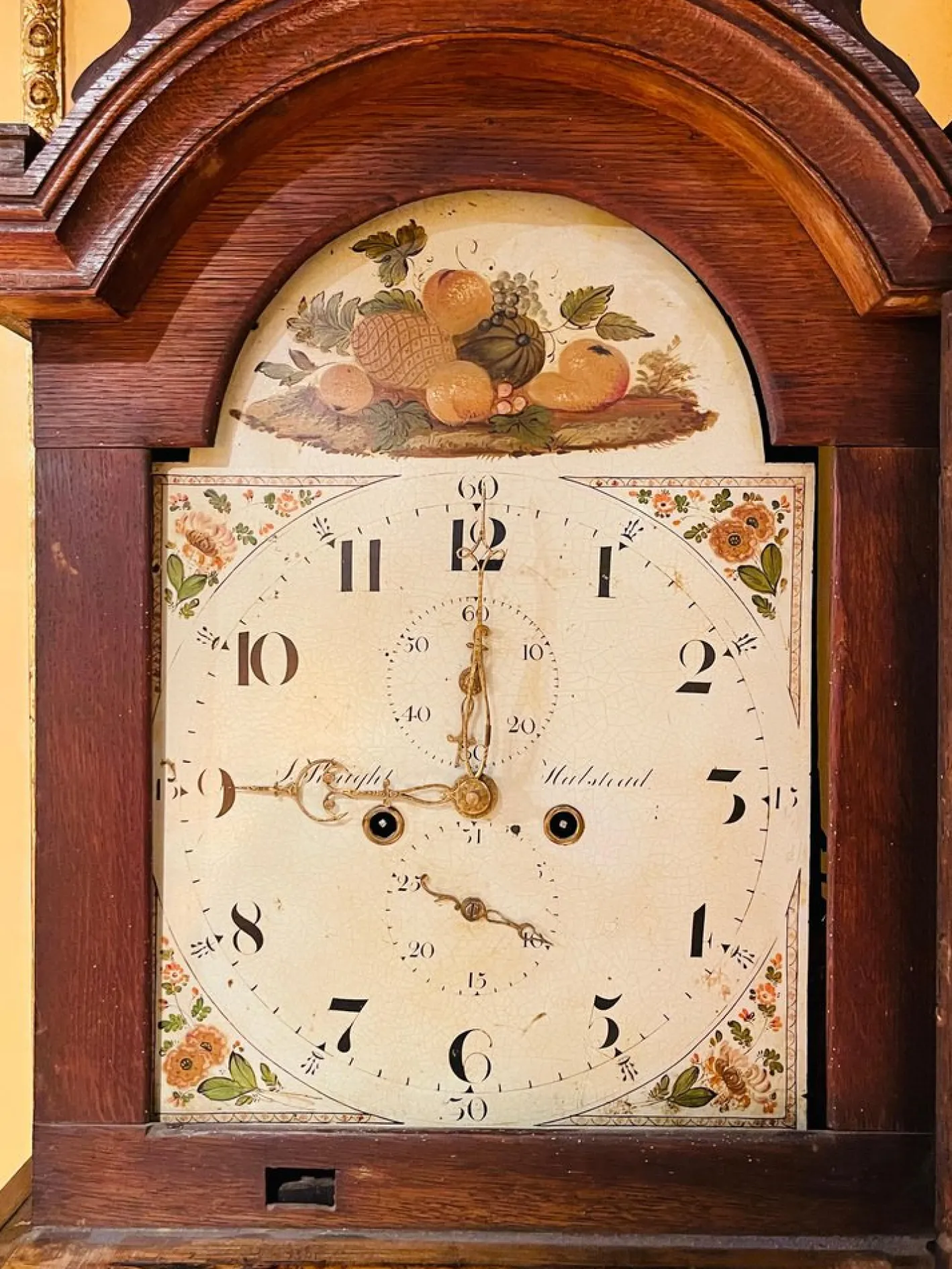 Antike englische Standuhr aus Eiche, 19. Jh