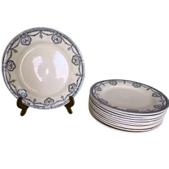 Antike flache Eisenwaren Teller von Ste. Kléber, 1880, 10er Set