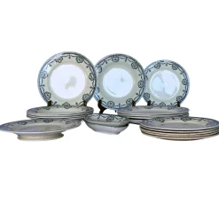 Antike flache Eisenwaren Teller von Ste. Kléber, 1880, 10er Set