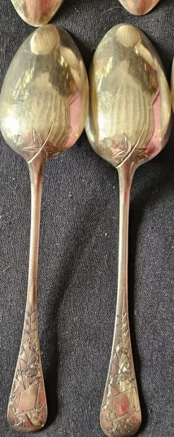 Antike französische Teelöffel aus Minerva & Vermeil Silber von Henri Soufflot, Paris, Frankreich, 1890er, 6er Set