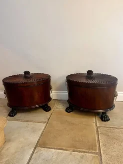 Antike George III Weinkühler aus Mahagoni, 1800er, 2er Set