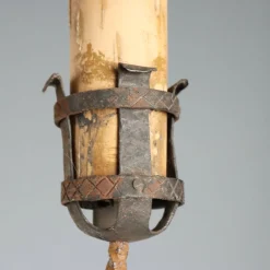 Antike italienische Torchère aus Schmiedeeisen mit gedrehter Schlange, 1800er