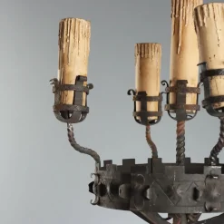 Antike italienische Torchère aus Schmiedeeisen mit gedrehter Schlange, 1800er