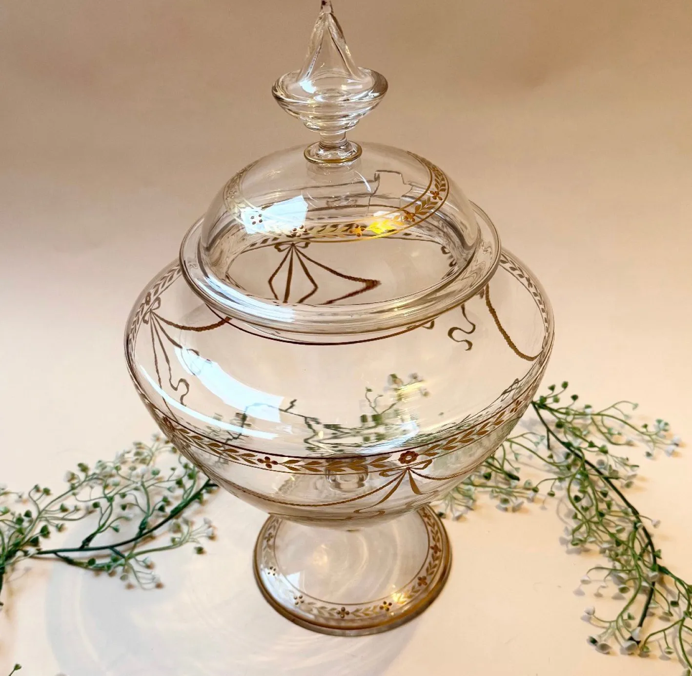 Antike Jugendstil Glasschale, 1890er