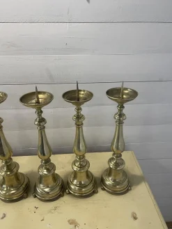 Antike Kerzenständer aus Messing, 1850, 7er Set