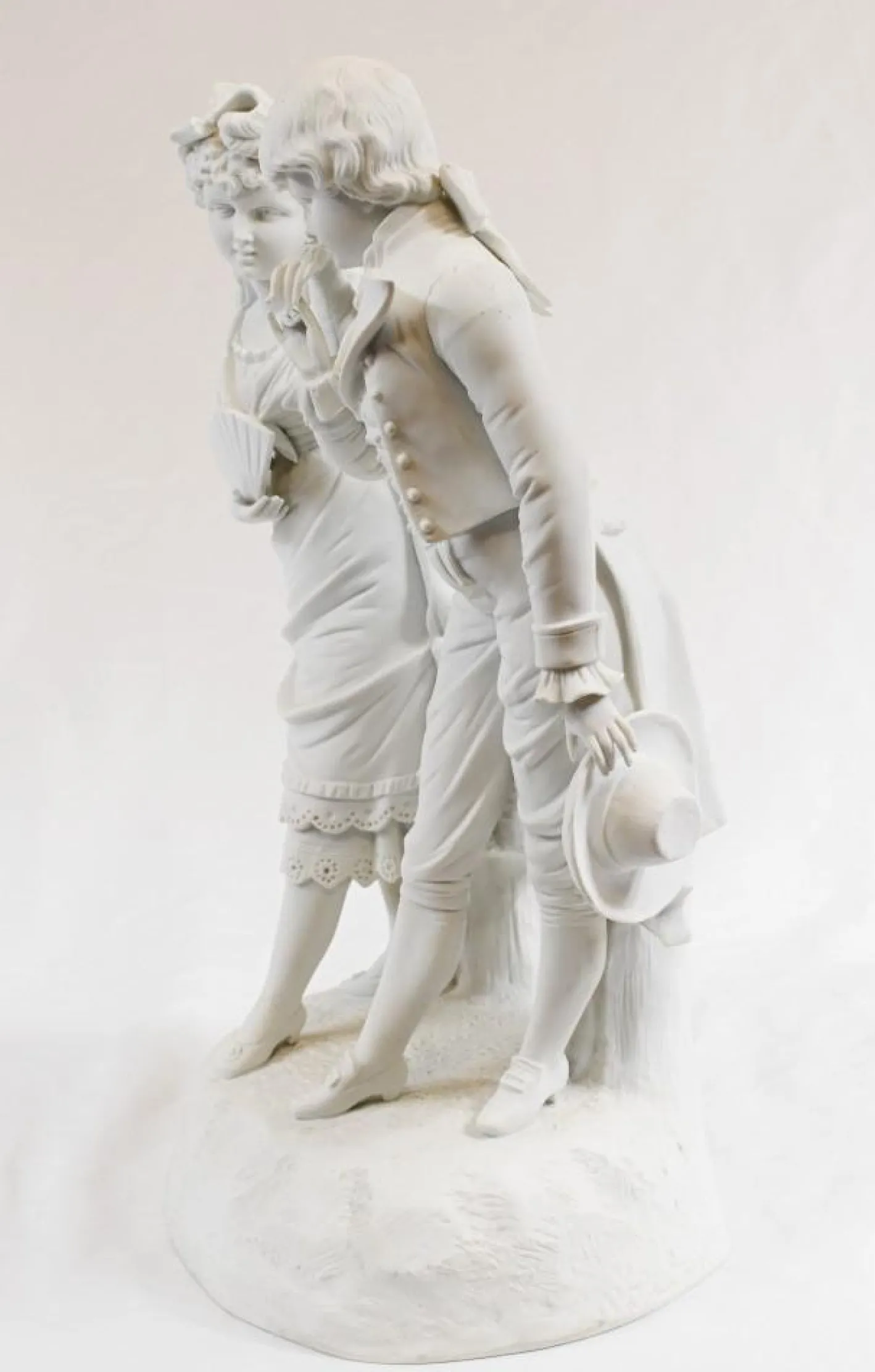 Antike Parian Biscuit Ware Lovers Statue, 2er Set