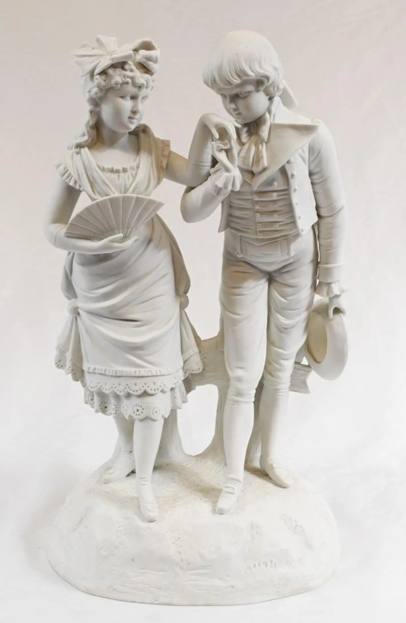 Antike Parian Biscuit Ware Lovers Statue, 2er Set
