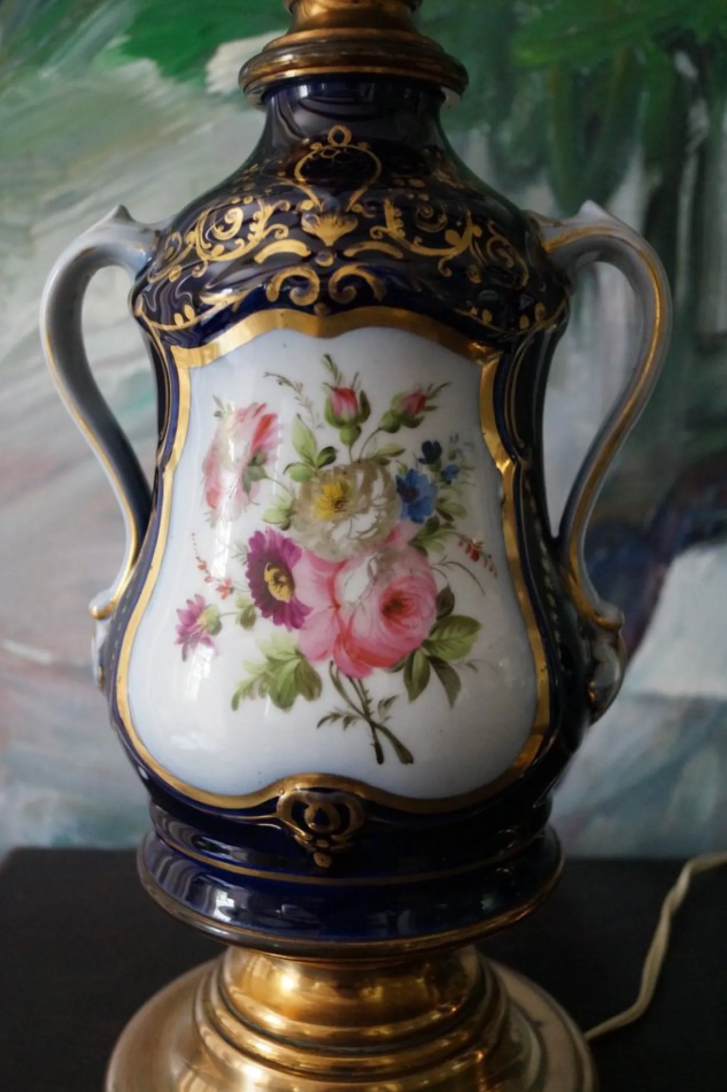 Antike Pariser Porzellan Tischlampen, 1885, 2er Set