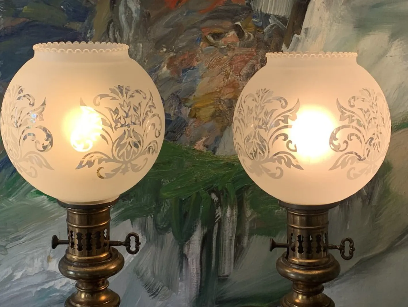 Antike Pariser Porzellan Tischlampen, 1885, 2er Set