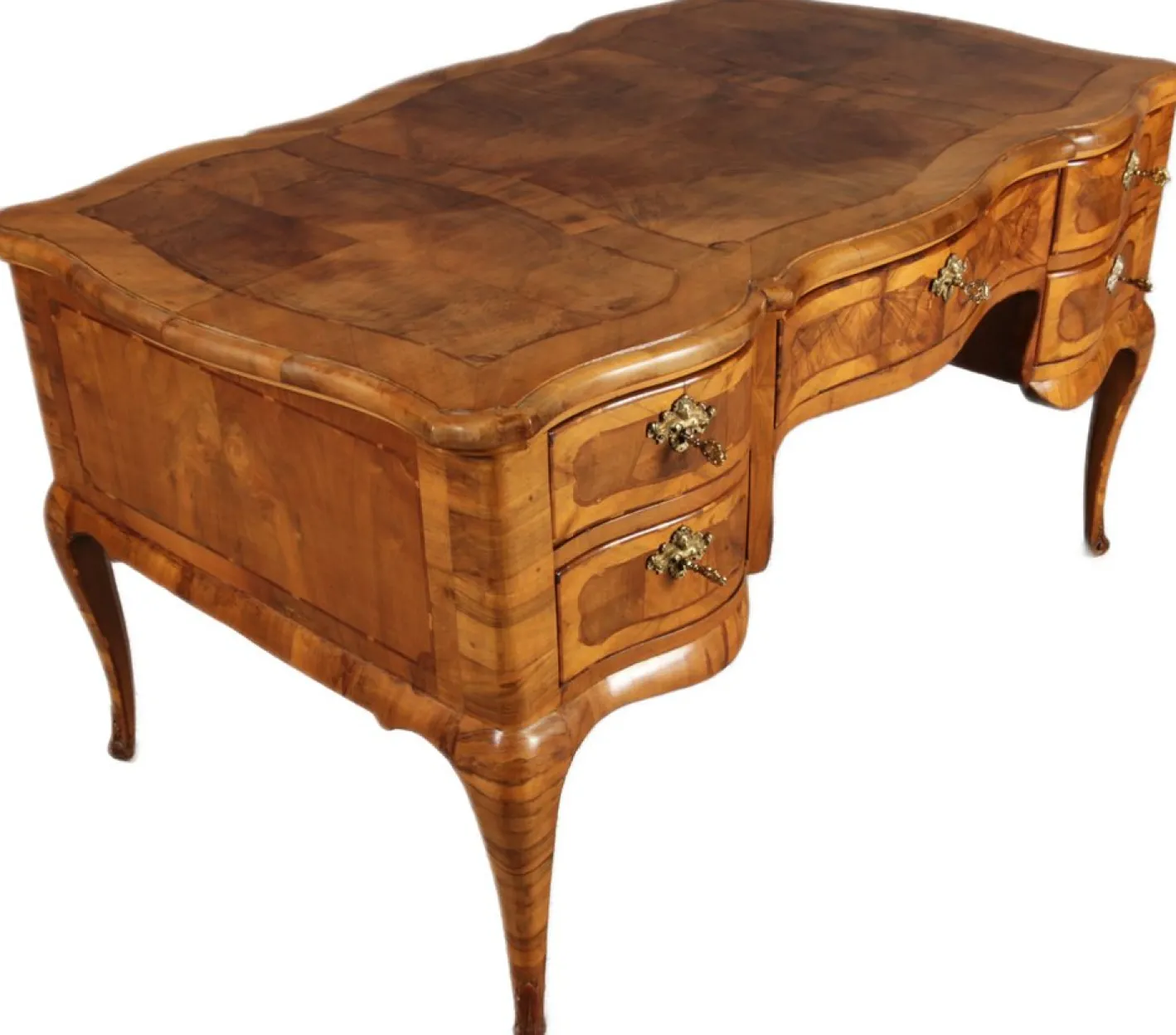 Antiker Barock Schreibtisch mit Nussholz Intarsie, 1780