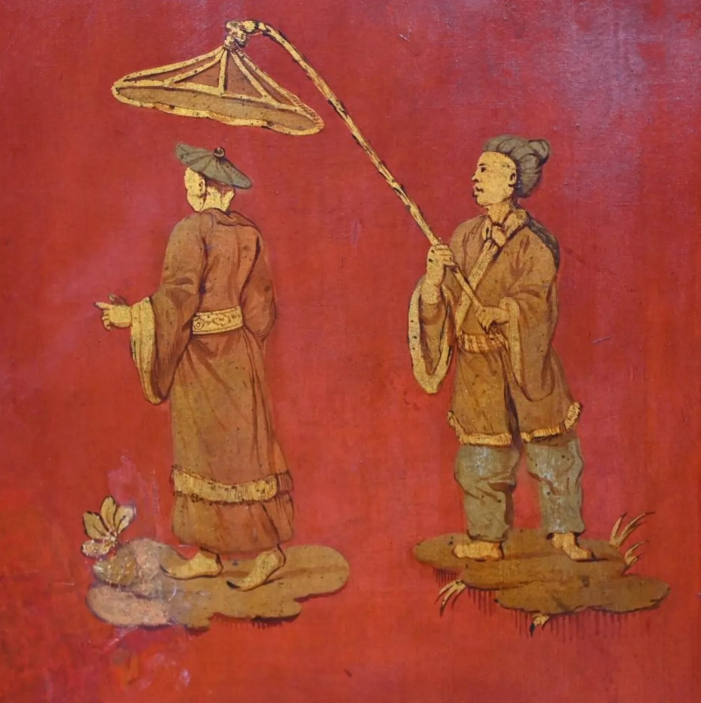 Antiker bemalter Chinoiserie Raumteiler, 1890er
