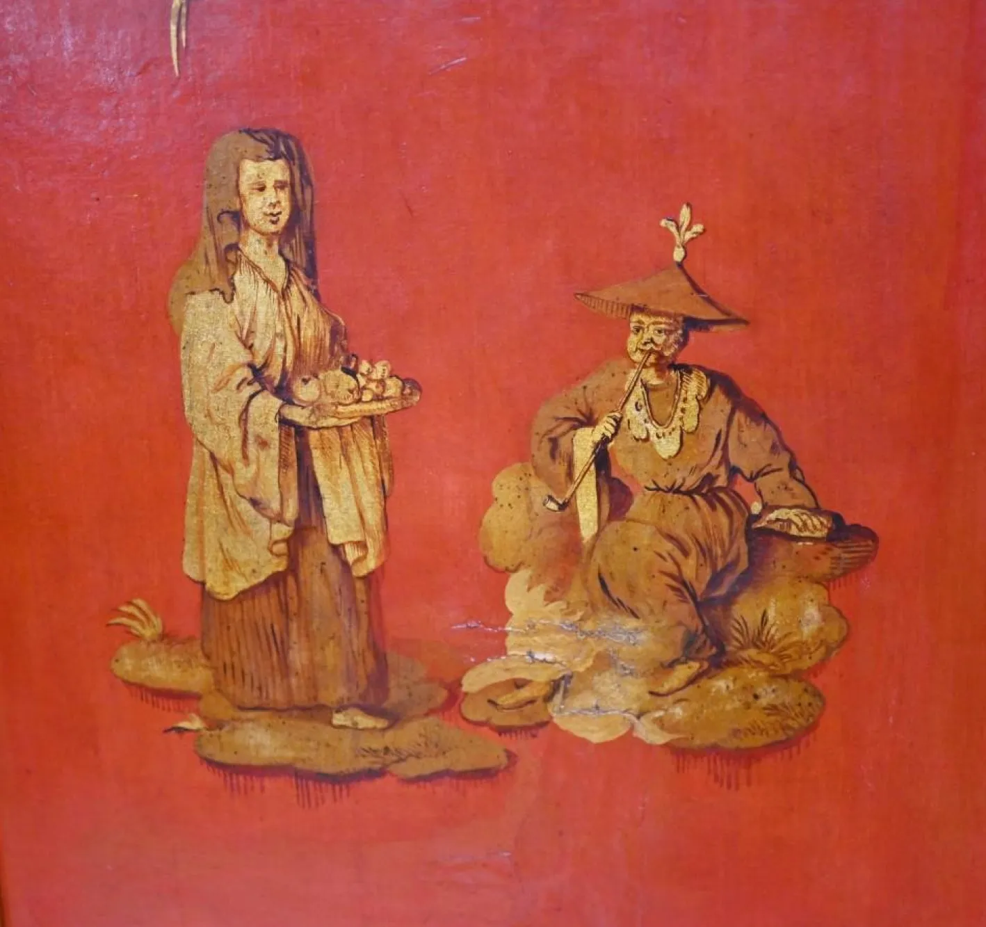 Antiker bemalter Chinoiserie Raumteiler, 1890er