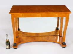 Antiker Biedermeier Konsolentisch aus Maserbirke, 19. Jahrhundert