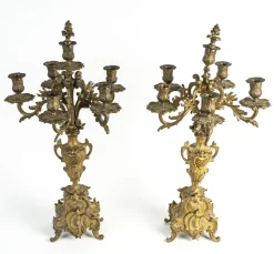Antiker Bronze Kronleuchter, 2 . Set