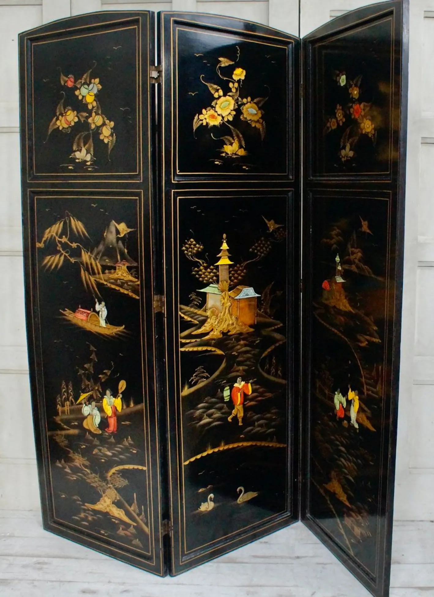 Antiker Chinoiserie Raumteiler, 1900er