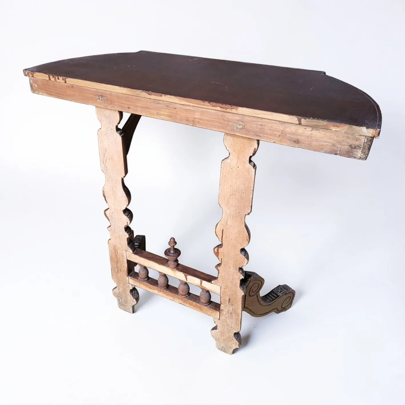 Antiker Demi-Lune Konsolentisch mit Schublade, 1700er
