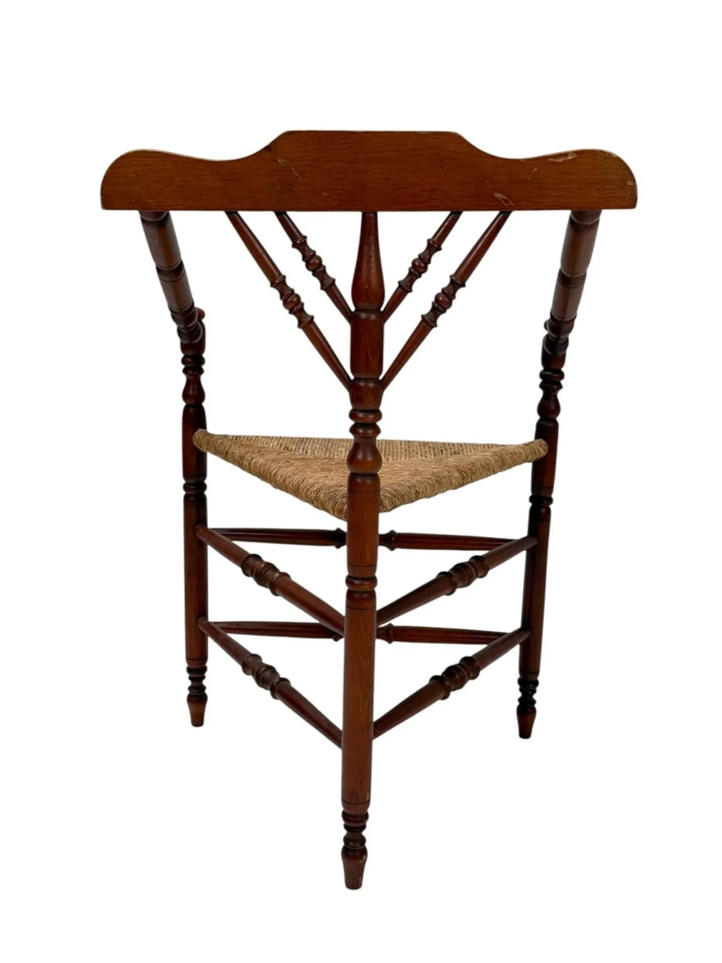 Antiker dreieckiger französischer Eckstuhl mit Gestell aus Buche, 1900er
