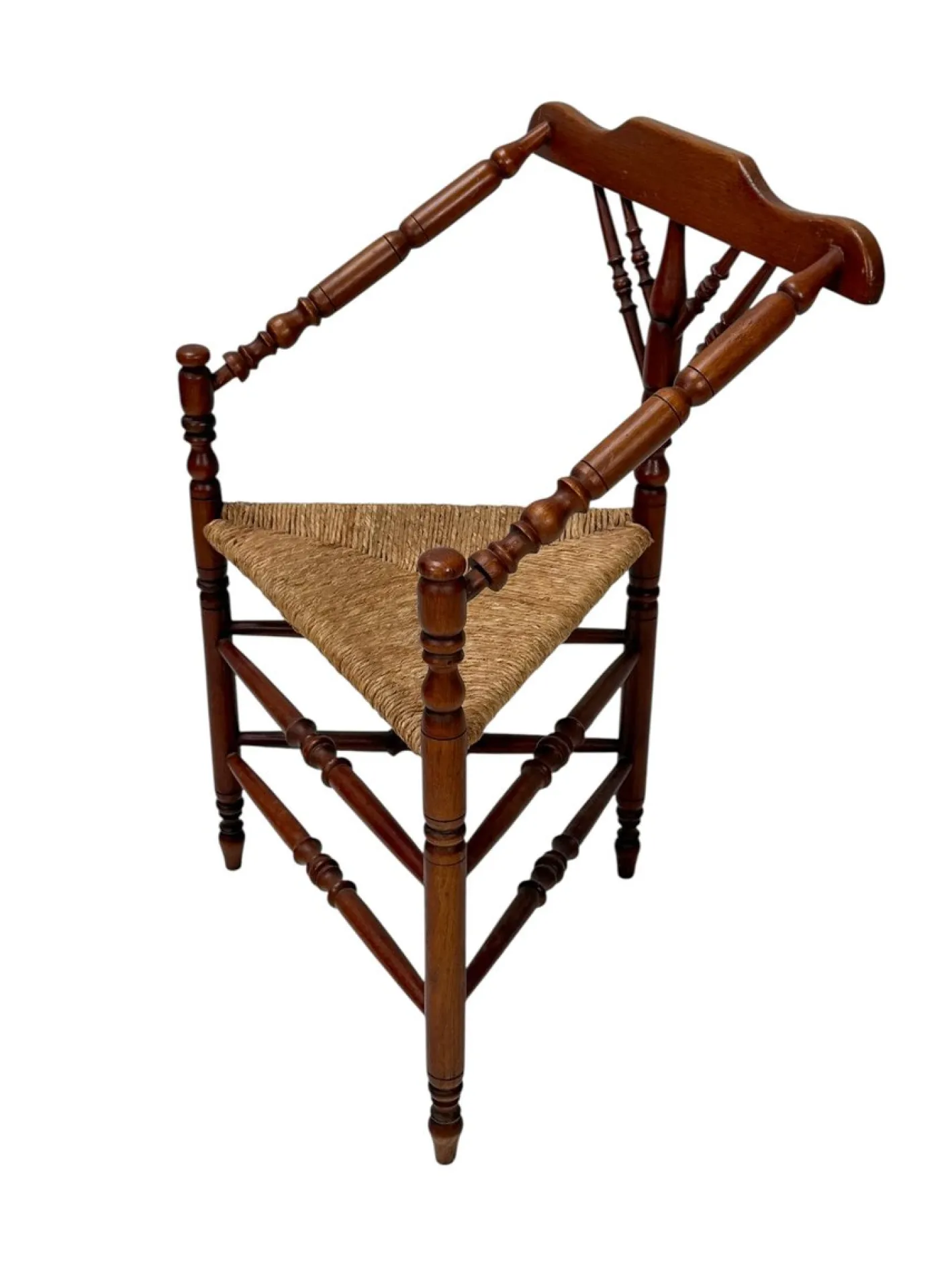 Antiker dreieckiger französischer Eckstuhl mit Gestell aus Buche, 1900er