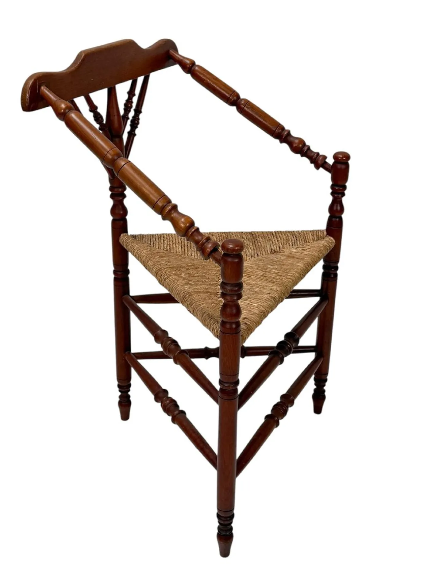 Antiker dreieckiger französischer Eckstuhl mit Gestell aus Buche, 1900er