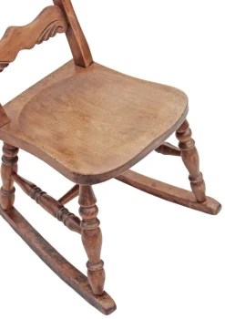 Antiker edwardianischer Schaukelstuhl aus Ulmenholz & Buche