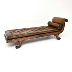 Antike Regency Chaiselongue aus Leder, 1810