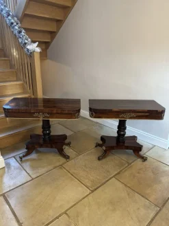 Antike Regency Palisander Kartentische, 1830, 2er Set