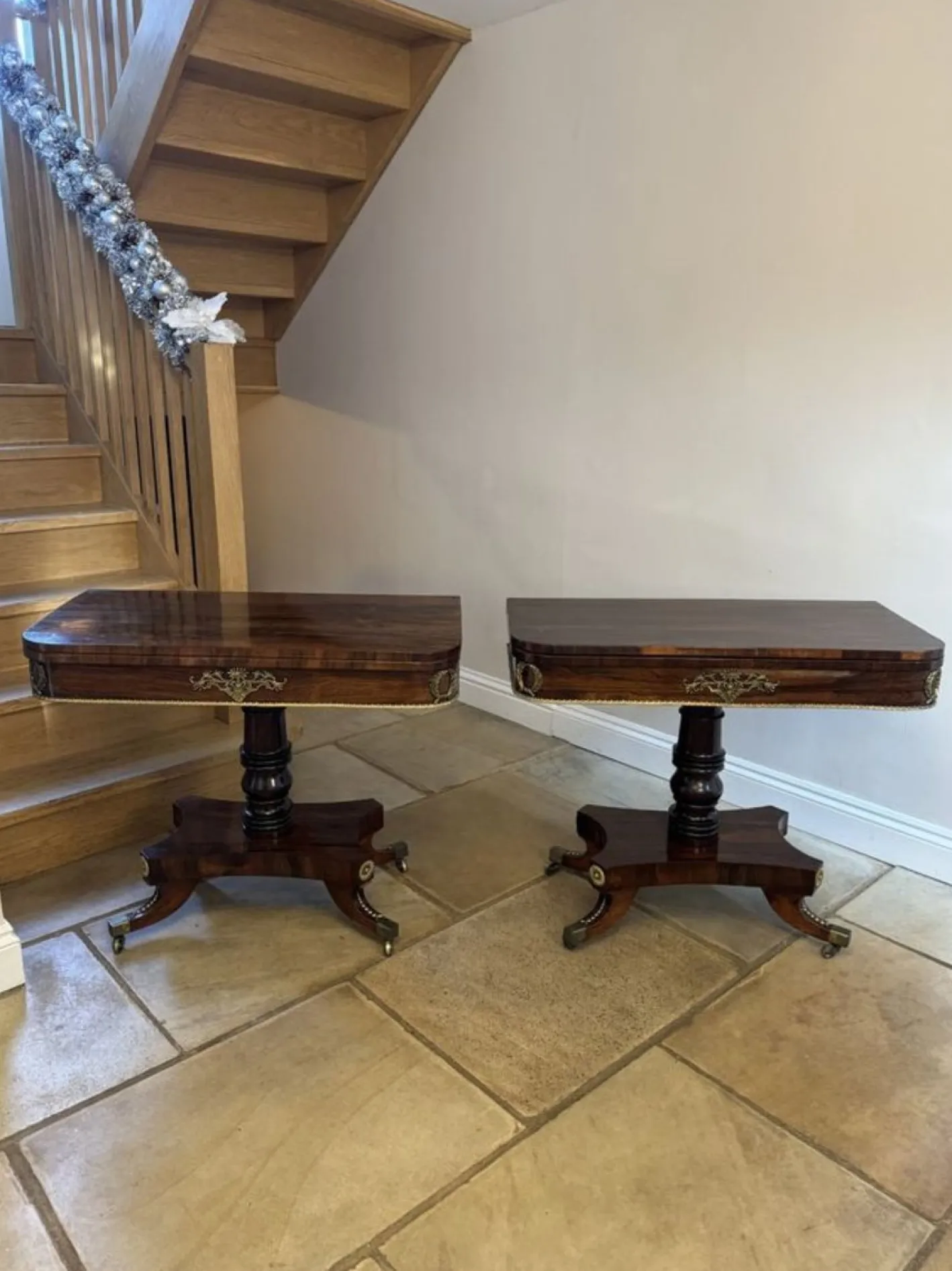 Antike Regency Palisander Kartentische, 1830, 2er Set