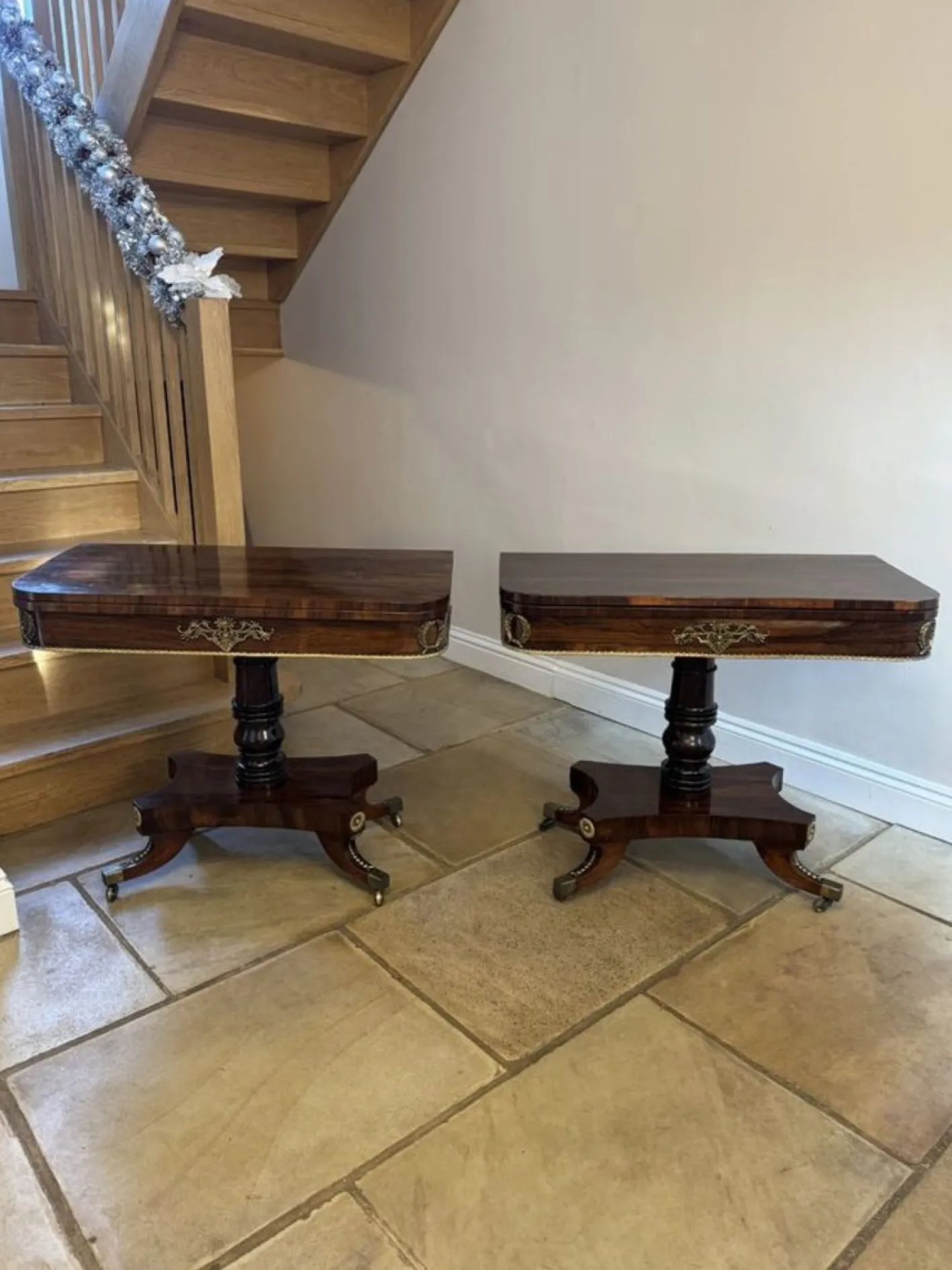 Antike Regency Palisander Kartentische, 1830, 2er Set