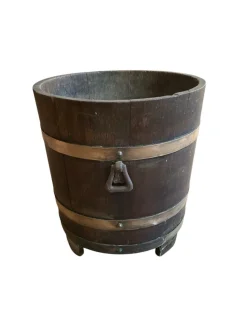 Antiker Eimer aus Eiche & Messing von RA Lister LTD