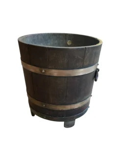 Antiker Eimer aus Eiche & Messing von RA Lister LTD