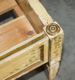 Antiker französischer handbemalter Bettrahmen aus Eichenholz Kiefernholz