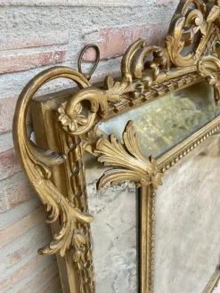 Antiker französischer Louis XVI Spiegel mit abgeschrägtem Blattgold, 1890