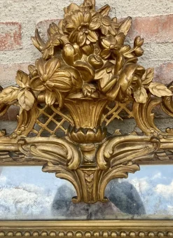 Antiker französischer Louis XVI Spiegel mit abgeschrägtem Blattgold, 1890