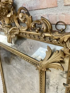 Antiker französischer Louis XVI Spiegel mit abgeschrägtem Blattgold, 1890