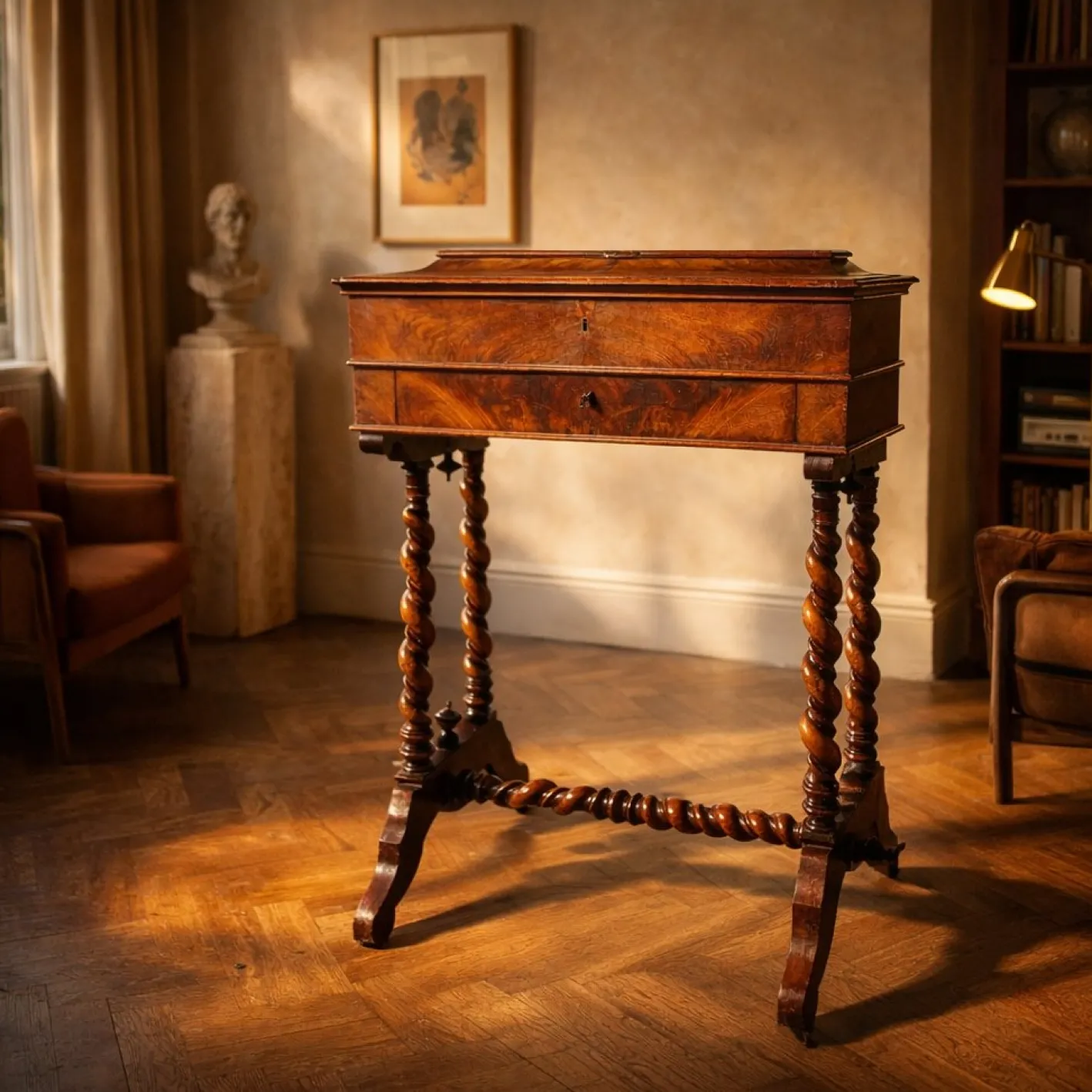 Antiker Holz Nähtisch mit Schublade