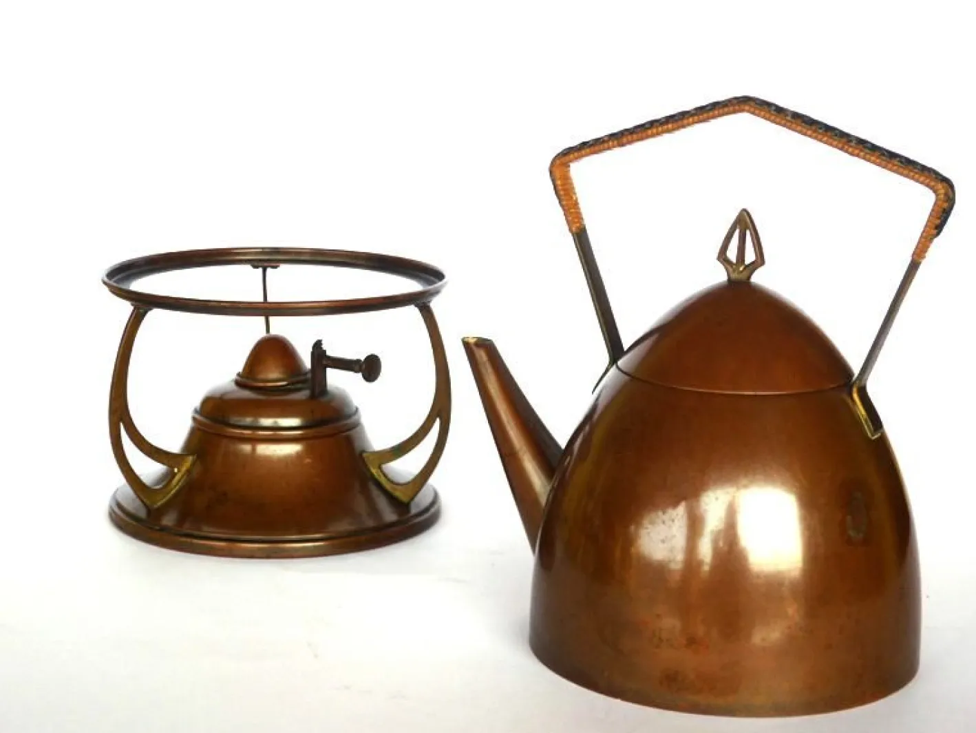 Antiker Jugendstil Teekessel auf Ständer von WMF, 2er Set