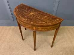 Antiker Kartentisch aus Mahagoni mit Intarsien, 1900