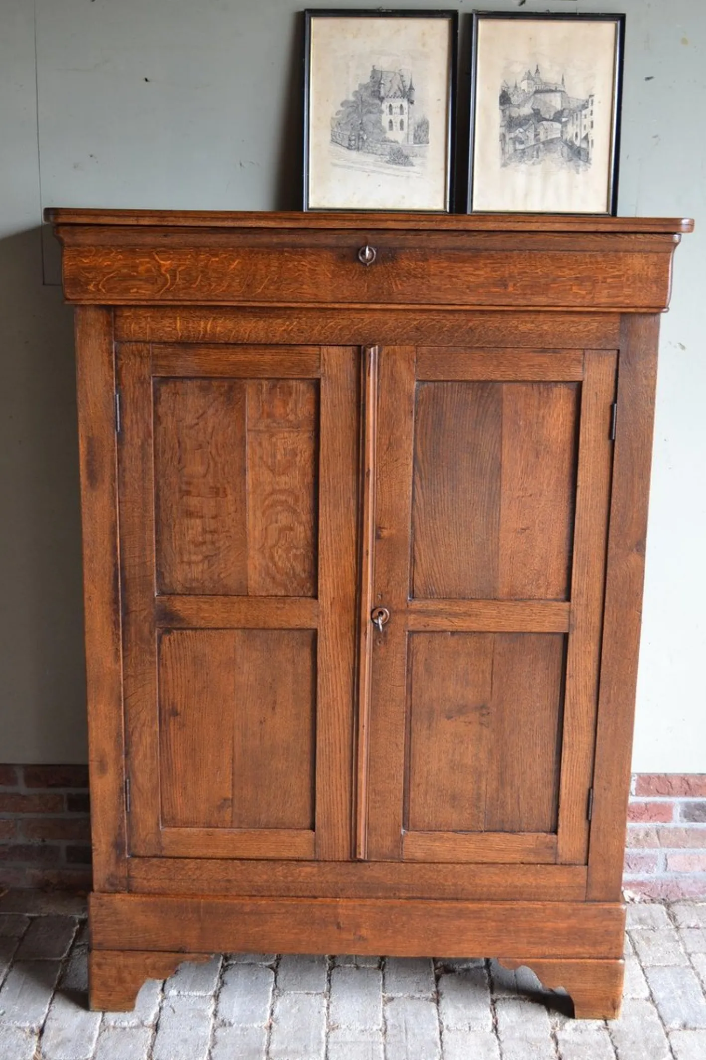 Antiker Louis Philippe Kleiderschrank aus Eiche