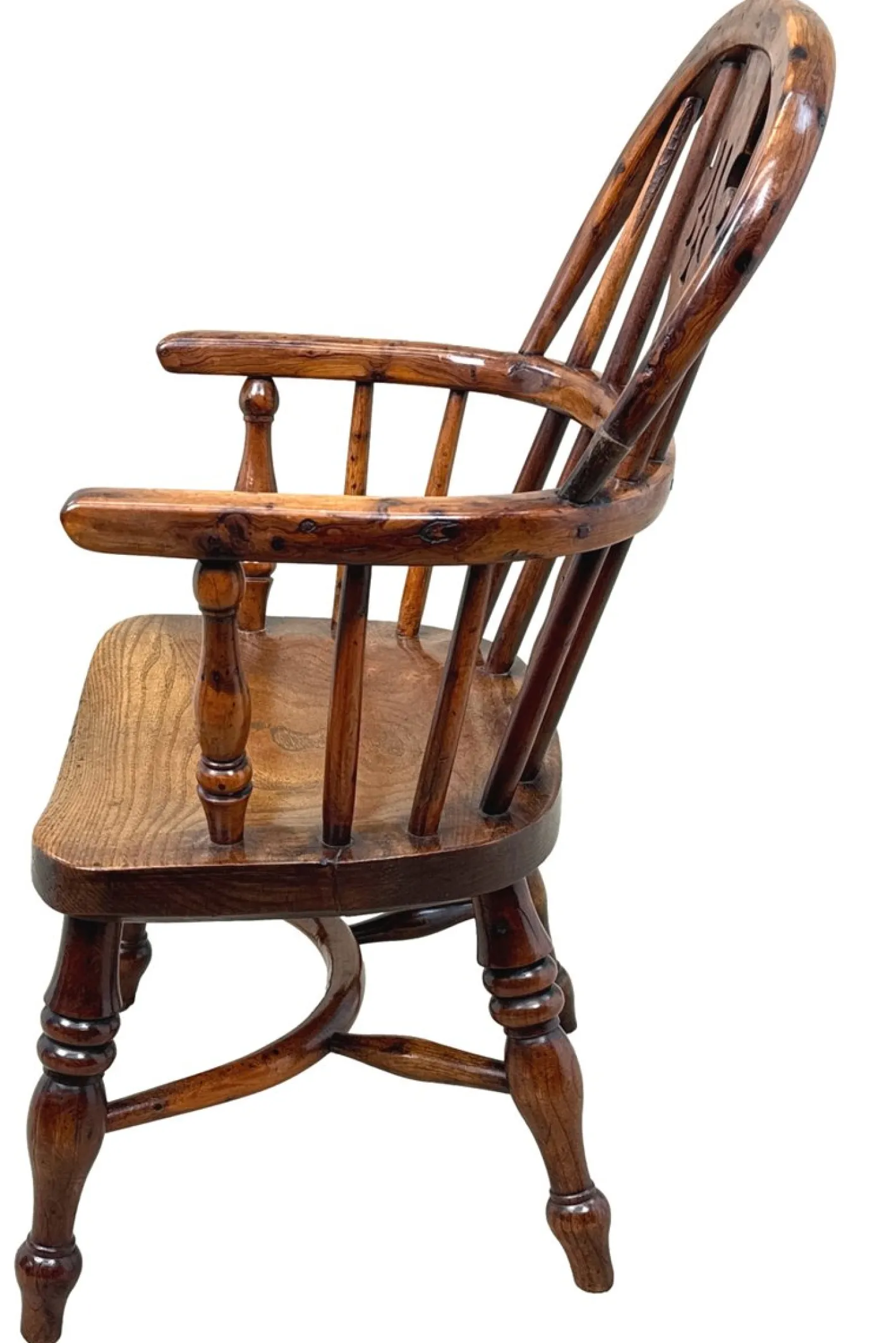 Antiker Windsor Kindersessel aus Eibenholz, 1820