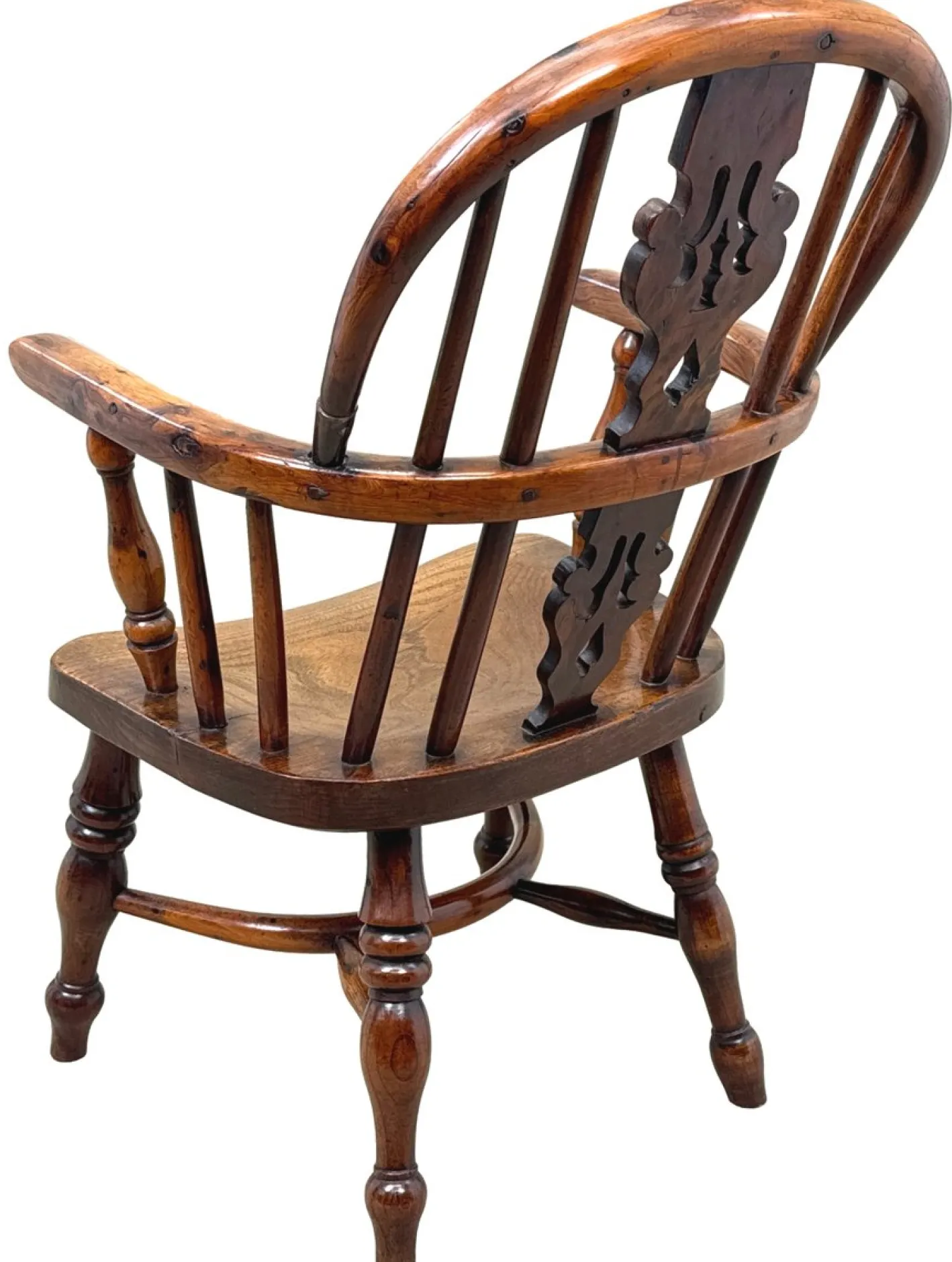 Antiker Windsor Kindersessel aus Eibenholz, 1820