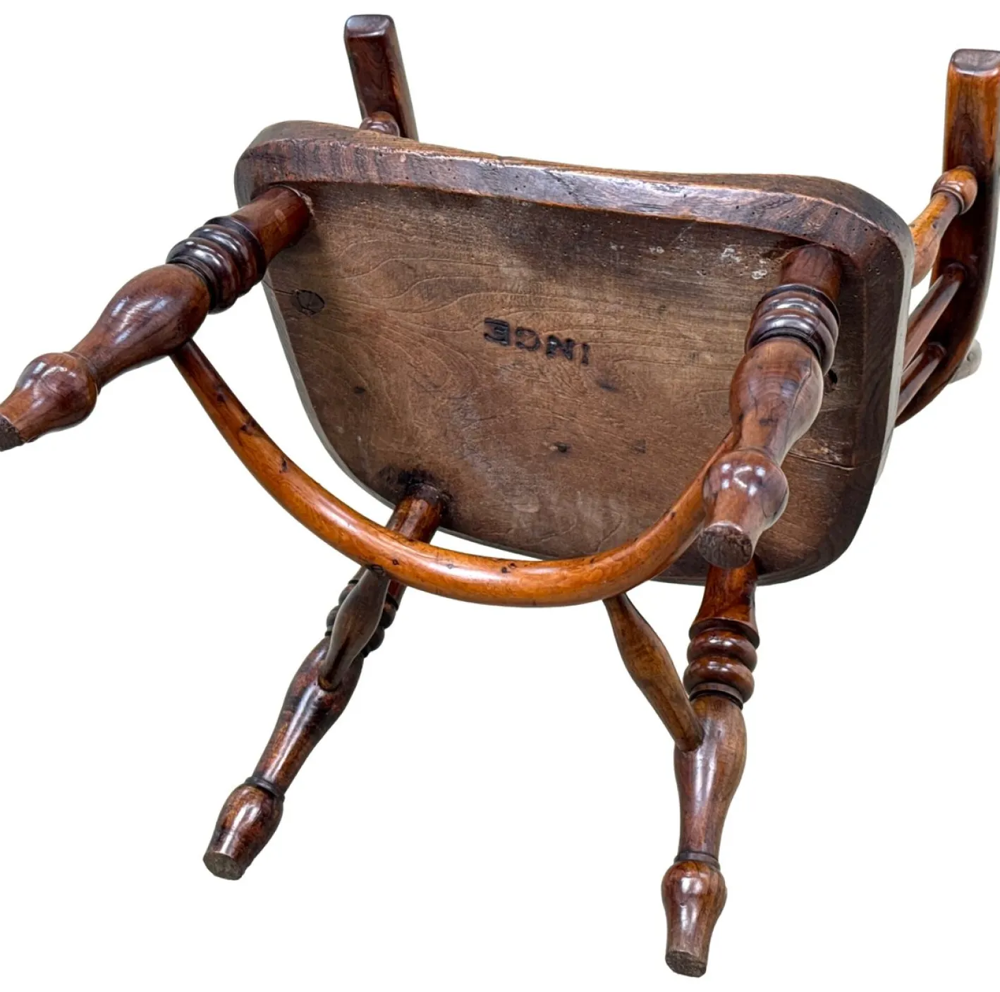Antiker Windsor Kindersessel aus Eibenholz, 1820