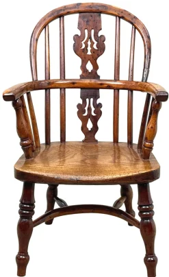 Antiker Windsor Kindersessel aus Eibenholz, 1820