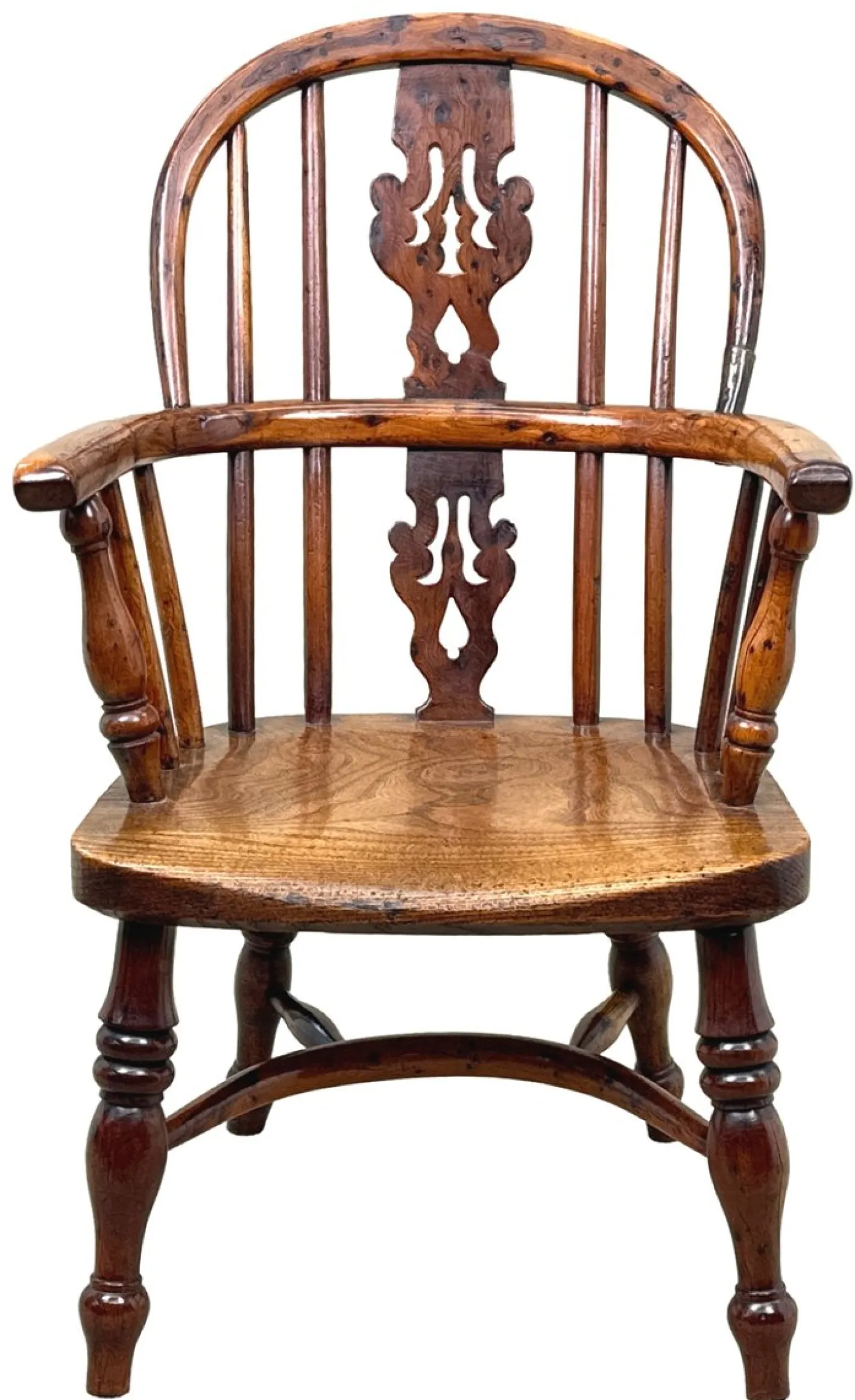 Antiker Windsor Kindersessel aus Eibenholz, 1820