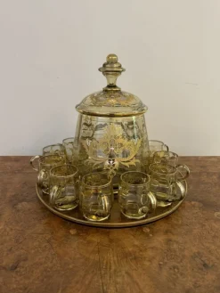 Antikes böhmisches Glas Bowle Set, 1900, 12 . Set