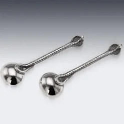 Antikes indisches Gewürzset aus Silber von Oomersi Mawji, Bhuj, 1890er, 3er Set
