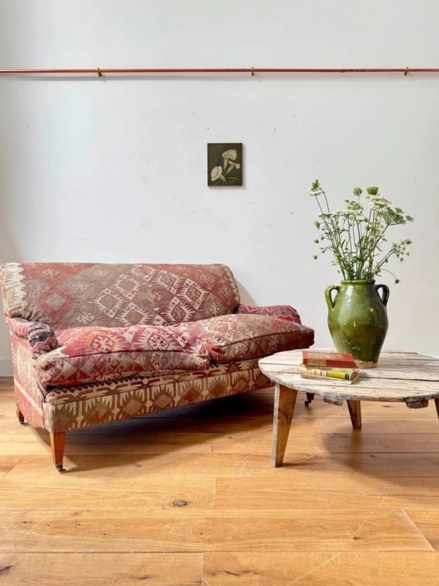 Antikes 2-Sitzer Sofa mit Kelim-Bezug