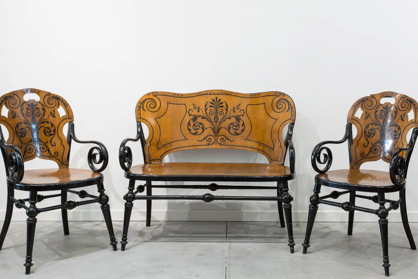 Antikes Tresillo Wohnzimmer Set, 3