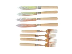 Antike versilberte Fischmesser und Gabeln von Lee & Wigfull, 1890er, 8 . Set